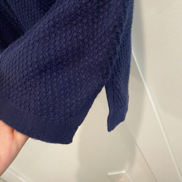 J. Jill Waffle Knit Tunic Sweater XS Blue Thermal Staple Top Coastal Light Layer - Picture 6 of 11